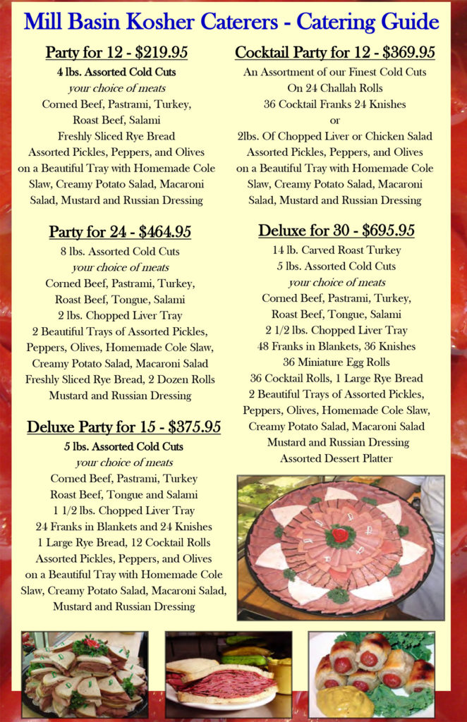 Menu Prices Catering - כּשר Mill Basin Deli כּשר